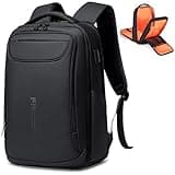 FENRUIEN Business Backpack for Men,Water Resistant Tech Backpack with Charger,Black Laptop Backpack 15.6 Inch