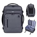 ECOHUB 17" Small Travel Backpack, United Airlines Personal Item Bag 17x10x9 with 16 Pockets, Water Resistant Rucksacks Fit 15.6" Laptop, AirTag Pocket, Lightweight Casual Daypack, 25L, Grey Green