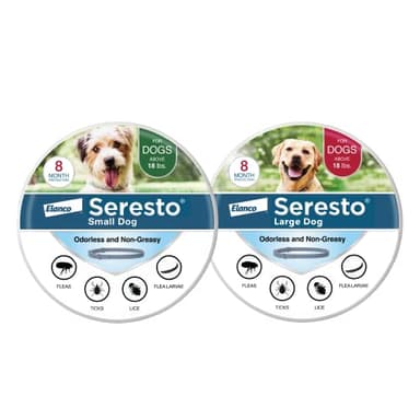 Seresto Collars for Large Dog Over 18 lbs. & Small Dog Under 18 lbs Vet-Recommended For Flea & Tick Treatment & Prevention | 8 Months Protection Each