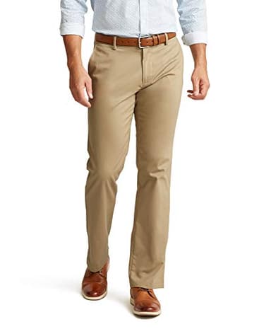 Dockers Men's Straight Fit Signature Lux Cotton Stretch Khaki Pant, New British Khaki, 38W x 32L