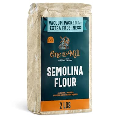 ONE IN A MILL Semolina Flour 2 LB (Pack of 1) | High Protein Durum Wheat Flour for Pizza Dough, Pasta, Bread, and Couscous | Vacuumed Packed for Freshness