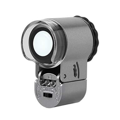 50X/60X Jewelry Loupe Mini Pocket Magnifier Portable Microscope Magnifying Glass with LED UV Lights Jewelers Loupe Magification for Jewelry Diamond Coins Stamps Antiques Currency Detecting