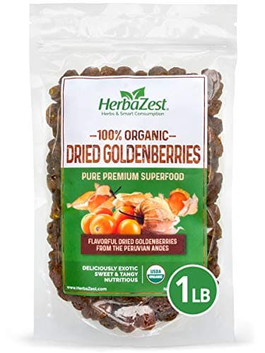 HerbaZest Goldenberries Dried Organic – 1 LB – USDA Certified, Vegan & Gluten Free Superfood – Perfect for Snacks, Baked Goods, Yogurt, Cereal & Smoothies