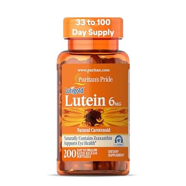 Puritan's Pride Premium Lutigold™ Lutein Carotenoid 6mg with Zeaxanthin for Men and Women, Dietary Supplement for Eye Health Support, 200 Rapid Release Softgels