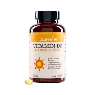 NatureWise Vitamin D3 2000iu (50 mcg) 1-Year Supply for Immune Support, Healthy Muscle Function, and Bone Health - Non-GMO, Gluten Free in Organic Extra Virgin Olive Oil, (Mini Softgel), 360 Count