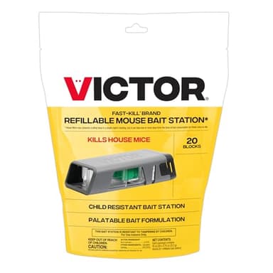 Victor Fast-Kill Brand Refillable Mouse Poison Bait Station - 20 Baits - Dual Entry Design - M923
