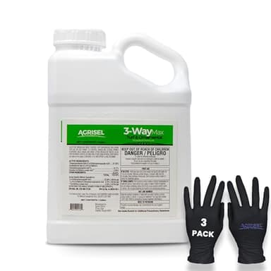 Agrisel 3 Way Max Weed Killer, Eliminate 50+ Weeds, Safe on Grass, Weed Spray, Pet Safe, Low Odor, Easy Mixing, Includes 3-Pack of Agrisel Protective Gloves, 128 Ounces