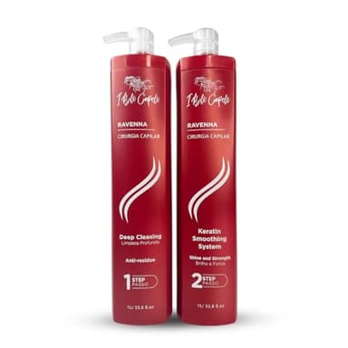 I Belli Capelli Ravenna Professional Keratin, Long-lasting Straightening Effect - Cirugia Capilar - Celulas Madres Straightener System - 2x1L/33.8