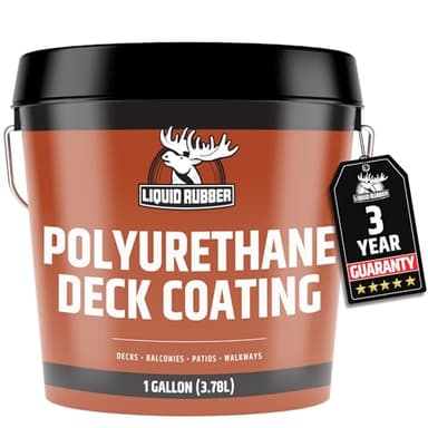 Liquid Rubber Polyurethane Deck Coating – 10X Stronger Than Traditional Deck Paint & Deck Stain – Flexible, Waterproof Sealant for Wood, Concrete & Plywood – Textured Finish – Neutral Beige – 1 Gallon