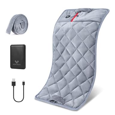 Vofuoti Portable Heating Pad, Cordless Weighted Heating Pads with 10000mAh Battery and 3 Heat Settings, Outdoor Electric Heated Pad for for Back, Abdomen, Neck & Shoulder, 12" x 24"