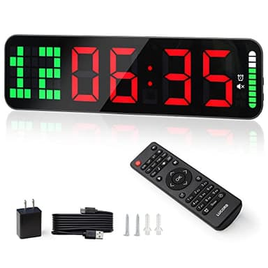 LUCORB Gym Timer - Large Digital Gym Clock Wall with Interval Time Progress Bar, Countdown/Up Stopwatch, Remote Control for Home Gym Garage Boxing Crossfit