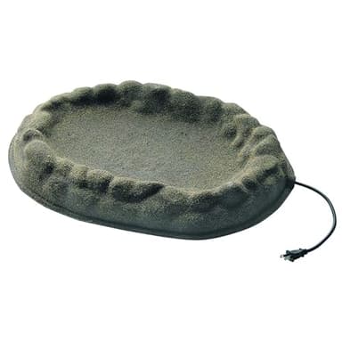 Farm Innovators Heated Bird Bath, Four Seasons Outdoor Decor Shallow Bath Tray for Birds - Backyard & Garden Birdbath with Sand Coated Design