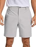 CRZ YOGA Men's All Day Comfy Golf Shorts - 7" Stretch Lightweight Flat Front for Casual Work with Pockets Gull Gray 34W x 7L