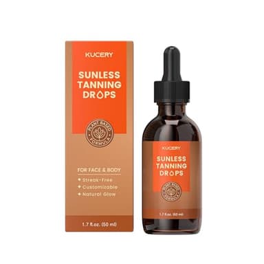 KUCERY Sunless Tanning Drops for Face & Body - Plant Based Self Tanner Drops with Botanical Ingredients, Streak-Free Bronzing Serum, Customizable Glow, 1.7 fl oz (50ml)
