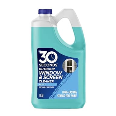 30 SECONDS Outdoor Window & Screen Concentrated Cleaner for Glass, Patio Doors, Fiberglass, Furniture - No Screen Removal Required, Spray & Rinse - Refill for Hose End Sprayer Bottles, 1.1 Gallon
