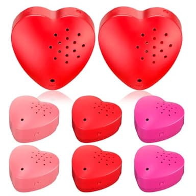 Copkim 6 Pcs 20 Seconds Valentine's Voice Recorder for Stuffed Animal Heart Shape Sound Recorder Push Button Recordable Device Sound Module for Gift Recording Voice Message(Red, Rose Red, Pink)
