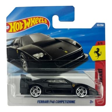 Hot Wheels Ferrari F40 Competizine [Black] 3/5, 63/250, 1:64 Scale Diecast Toy Vehicle