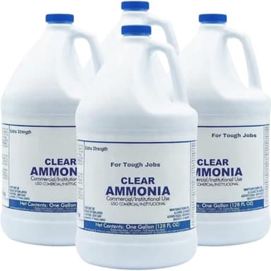 Hathoro (4 Gallons) Clear Ammonia Cleaner Liquid, Multi-Surface Cleaning Solution | Removes Grease, Hard Water Stains and Odors - Multipurpose Kitchen Bathroom and Commercial Use - 1 Gallon, 4 Pack