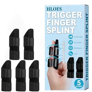 HLOES 5PCS Trigger Finger Splint, Finger Braces Joint Stabilizer, Adjustable Mallet Splint and Hand Brace, Finger Straightener for Arthritis – Fits Thumb, Index, Middle, Ring and Pinky Finger（5PCS）