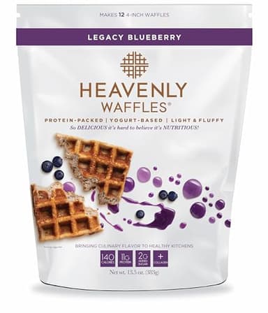 Heavenly Waffles® Mix, Legacy Blueberry, 11g Protein, Yogurt Based, Healthy and Nutritiously Balanced, Superior Tasting Waffles and Pancakes, 13.5 oz Pouch