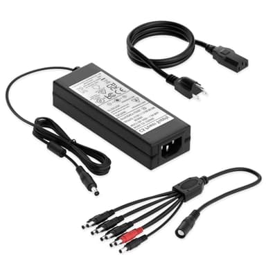 ANNKE 12V 5A Security Camera Power Adapter with 9-Way Splitter Cable, 100-240V AC to DC Converter, 5.5×2.1mm Plug, Compatible with Most Brands Equipments, CCTV/DVR/NVR/Camera Systems, LED Strip Lights