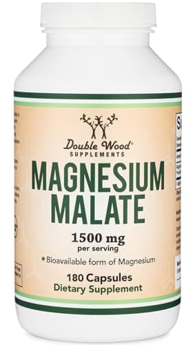Magnesium Malate Capsules (180 Count) - 1,500mg Per Serving (Magnesium Bonded to Malic Acid), Third Party Tested, Vegan Friendly, Gluten Free by Double Wood Supplements