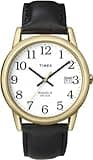 Timex T2H291 Men's Indiglo Easy Reader Gold Tone White Dial Leather Band Analog Watch