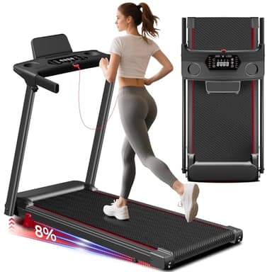 Treadmill with Incline 3-in-1 Portable Treadmills for Home Small, Incline Walking Pad Treadmill with Handle Bar, Walking Pad Foldable with 3.0HP Quiet Brushless, LED Dispay, 300LBS Capacity Black