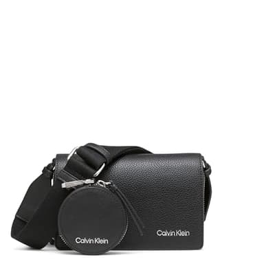 Calvin Klein Millie Triple Compartment Camera Bag Crossbody, Black/Silver, One Size