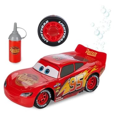 Disney Store Official Lightning McQueen Bubble-Blowing Remote Control Car - 2.4GHZ RC Cars with Bubble Fluid Refill - Toddler Boy Toys Inspired by Pixar's Cars - Light Up Fun for Little Racers
