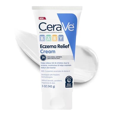 CeraVe Baby Eczema Relief Cream, 1% Colloidal Oatmeal Cream With Vitamin E & Ceramides, Soothes & Calms Itchy Skin, Developed With Pediatric Dermatologist, Fragrance Free, 5oz