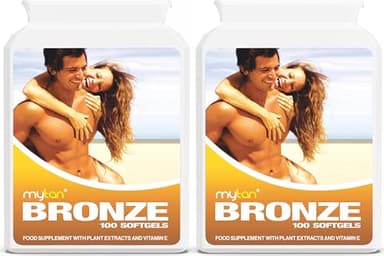 MyTan Bronze Tanning Pills Twin Pack | Sun Tan Supplement | Astaxanthin Lutein Lycopene | 14-Week Season Supply