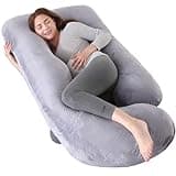 Pregnancy Pillows for Sleeping, U Shaped Full Body Maternity Pillow with Removable Cover - Support for Back, Legs, Belly, HIPS for Pregnant Women, 57 Inch Pregnancy Pillow for Women, Grey