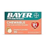 Aspirin Regimen Bayer, 81mg Chewable Tablets, Pain Reliever, Orange, 36 Count
