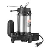 VEVOR Submersible Sump Pump, 0.75HP 5000GPH, 28 FT Lift Cast Iron Sewage Water Pump with 10 ft Power Cord and Automatic Float Switch, Stainless Steel for Clean Flooded Basement Yard Farm Sewer
