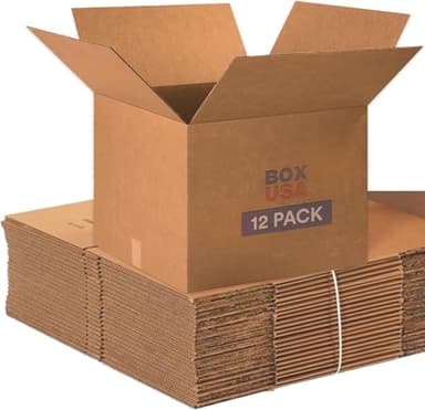 BOX USA Moving Boxes Large 20"L x 20"W x 15"H 12-Pack - Corrugated Cardboard Box for Shipping, Mailing, Packing, Packaging and Storage