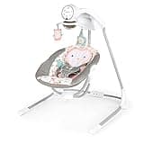 Ingenuity InLighten 5-Speed Baby Swing - Swivel Infant Seat, 5 Point Safety Harness, Nature Sounds, Lights - Nally Owl
