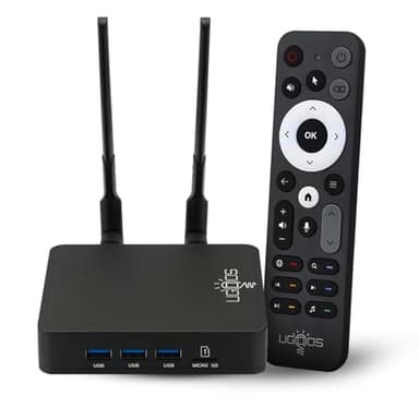 UGOOS AM9 64-Bit Android Media Player, 4K HDR TV Box with Bluetooth Remote, Amlogic S905X5 Quad-Core, 4 GB RAM, 64 GB Storage, Wi-Fi 6, Bluetooth 5.2, HDMI 2.0, Upgraded Version of AM6B Plus