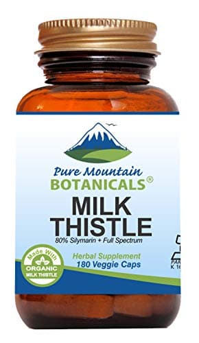 Pure Mountain Botanicals High Potency Milk Thistle -180 Kosher Vegan Capsules with 450mg Organic Milk Thistle Seed and Extract