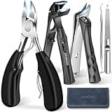 Toenail Clippers for Thick Toenails for Seniors, Angled Head Large Toe Nail Clippers Set for Men, Heavy Duty Ingrown Toenail Clippers with Wide Jaw, Ultra Sharp Slanted Nail Cutter with Long Handle
