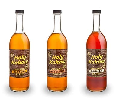 Holy Kakow Cafe Organic Syrup Variety Pack - Caramel Syrup, Hazelnut Syrup, Vanilla Syrup, Organic Syrup for Coffee, Latte, Cocktail - 750ml 3-Pack