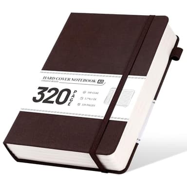 CAGIE Lined Journal Notebook for Men Women 320 Pages Leather Journals for Writing A5 Thick Hardcover Journaling Notebooks for Work Note Taking Diary, 5.7x8.3 In, Dark Brown