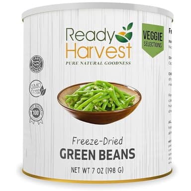 Ready Harvest Freeze Dried Food - Green Beans | Emergency Food | Camping Vegetables | #10 Can | 25-Year Shelf Life | Cans Filled to the Top