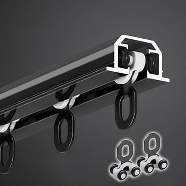 Hidden Recessed Invisible Curtain Track,Recessed Ceiling Track Curtain Rail, 2.3-19.6ft Heavy Duty Aluminum Ceiling Mount Curtains Track for Room Divider(Black,80cm/2.6ft)