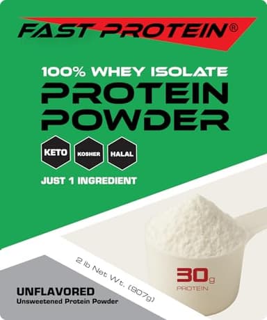 Whey Isolate Protein Powder Unflavored - 30g Protein Powder - Kosher, Halal, Keto, Clean Label, Fast Protein - 2LB 30 Servings