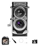 CHUZHAO Vintage Mini Digital Camera, Portable TLR Style Retro Point and Shoot Compact Small Pocket 1080P FHD Video 12MP Autofocus Vlogging Camera with 16 GB Card for Beginners Teens Adults Kids Black