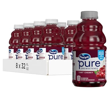 Ocean Spray® Pure Unsweetened Tart Cherry, 100% Tart Cherry Juice, 32 Fl Oz Bottle (Pack of 8)