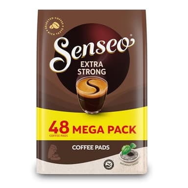 Senseo Extra Strong Coffee Pods – 48 Count (1 Pack) – Dark Roast with Intense & Bold Flavor and Rich Crema – Single-Serve Coffee Pads Compatible with Senseo & PeleCom Machines