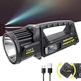 JSKNB 3000000 Lumens Spotlight, 9 Modes Rechargeable Led Spotlight Flashlight with 350° Rotate Head, Super Bright Spot Lights Outdoor Handheld, Waterproof Solar Flashlight for Emergencies, XX-Large