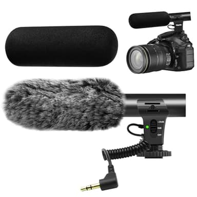 tikysky Camera Microphone, Video Microphone for DSLR Close Interview Shotgun Mic for Canon Nikon Sony Fuji Mic with Windscreen, Compatible with Camera with 3.5mm (1/8") TRS Plug